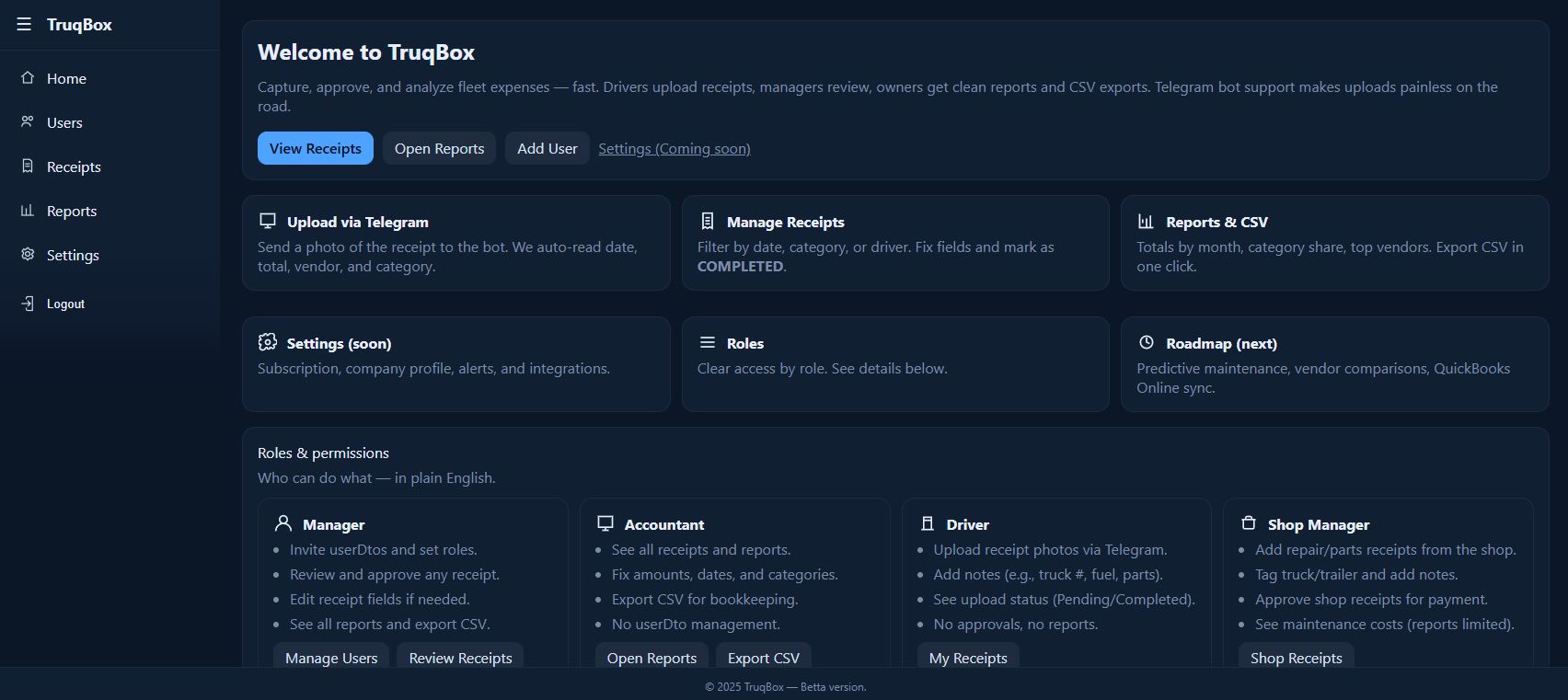 TruqBox Dashboard
